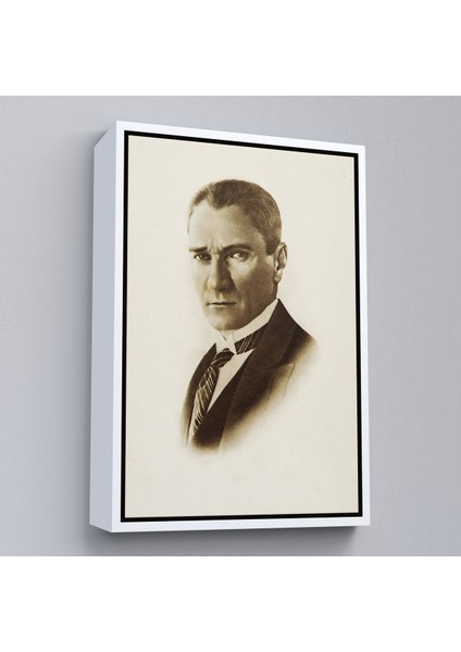 Siyah Çerçeveli Atatürk Portre Tablosu Mustafa Kemal Atatürk Dikdörtgen Dekoratif Kanvas Tablo fiyatları