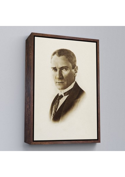 Siyah Çerçeveli Atatürk Portre Tablosu Mustafa Kemal Atatürk Dikdörtgen Dekoratif Kanvas Tablo modelleri