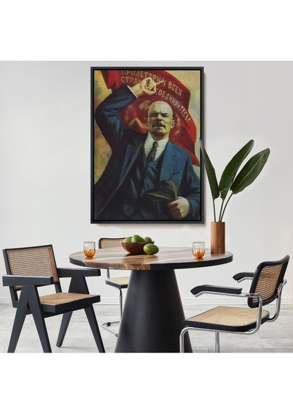 Kahverengi Çerçeveli Vladimir Ilyic Lenin Dekoratif Duvar Tablosu
