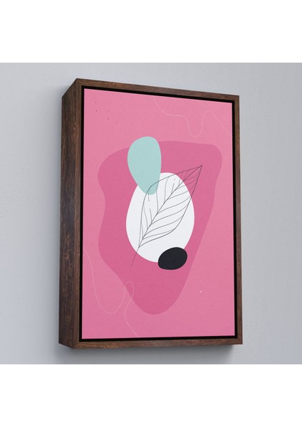 Kahverengi Çerçeveli Renkli Soyut Geometrik Şekiller Tablosu