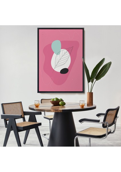 Kahverengi Çerçeveli Renkli Soyut Geometrik Şekiller Tablosu