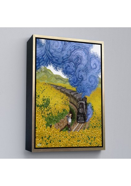 Beyaz Çerçeveli Vincent Van Gogh'un Renkli Tasviri Duvar Tablosu modelleri