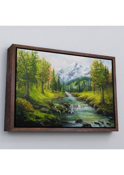 Siyah Çerçeveli Karlı Dağlar ve Ilk Bahar Manzarası Duvar Tablosu modelleri