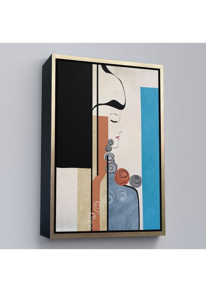 Kahverengi Çerçeveli Renkli Soyut Kadın Tablosu fiyatları