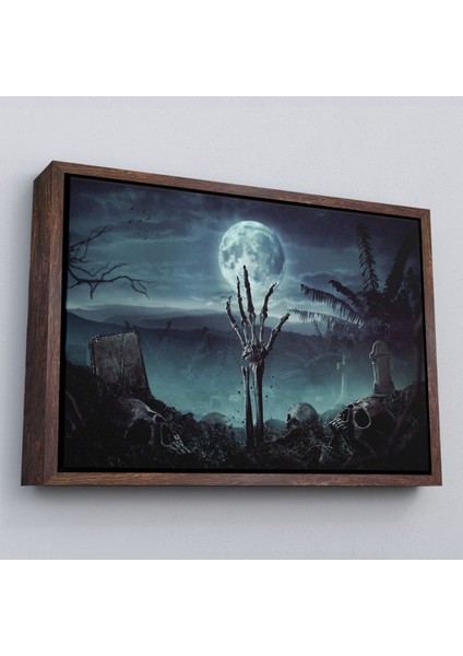Çerçeveli Mezardan Çıkan El, Mezarlıkta Dirilmiş El Dekoratif Duvar TABLOSU-5205