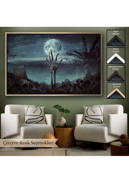 Çerçeveli Mezardan Çıkan El, Mezarlıkta Dirilmiş El Dekoratif Duvar TABLOSU-5205 fiyatları