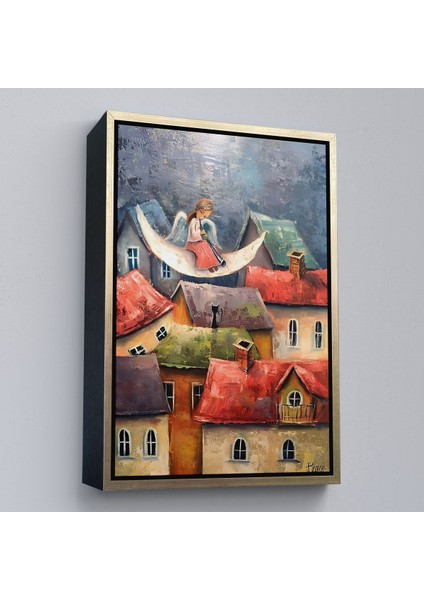 Beyaz Çerçeveli Gecenin Meleği Dekoratif Duvar Tablosu modelleri