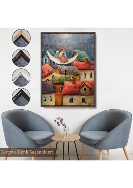 Beyaz Çerçeveli Gecenin Meleği Dekoratif Duvar Tablosu