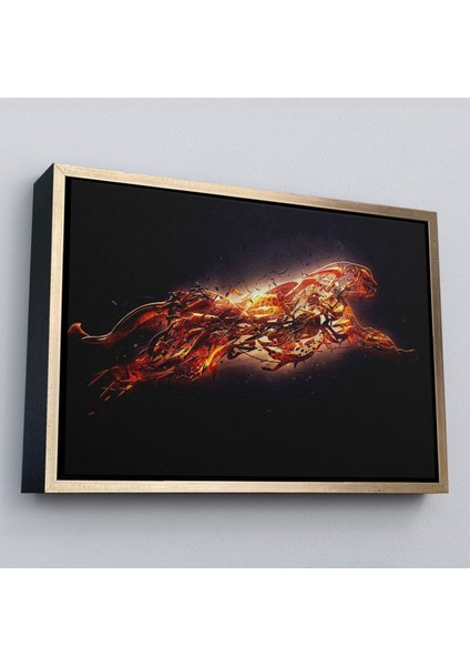 Çerçeveli Altın Renkli Koşan Çita Kanvas Tablo, Hayvan Duvar Sanatı, Büyük Kanvas TABLO-5380 fiyatları