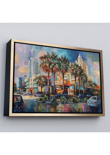 Kahverengi Çerçeveli Yağmurdan Sonra Sevilen Sochi Şehrinin Mimari Manzara Kanvas Duvar Tablosu fiyatları