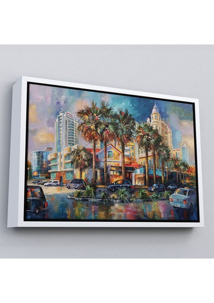 Kahverengi Çerçeveli Yağmurdan Sonra Sevilen Sochi Şehrinin Mimari Manzara Kanvas Duvar Tablosu fırsatları