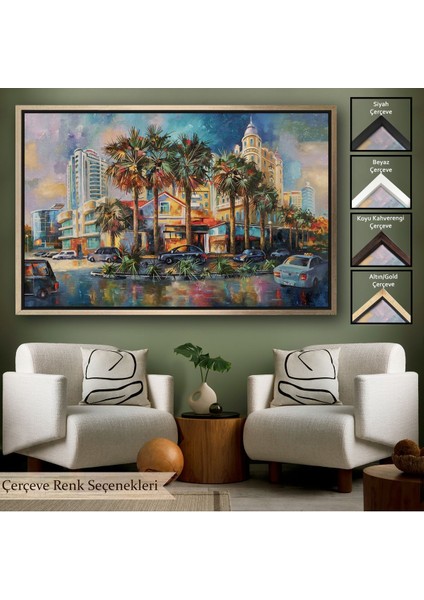 Kahverengi Çerçeveli Yağmurdan Sonra Sevilen Sochi Şehrinin Mimari Manzara Kanvas Duvar Tablosu