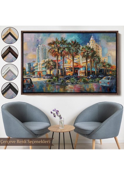 Kahverengi Çerçeveli Yağmurdan Sonra Sevilen Sochi Şehrinin Mimari Manzara Kanvas Duvar Tablosu