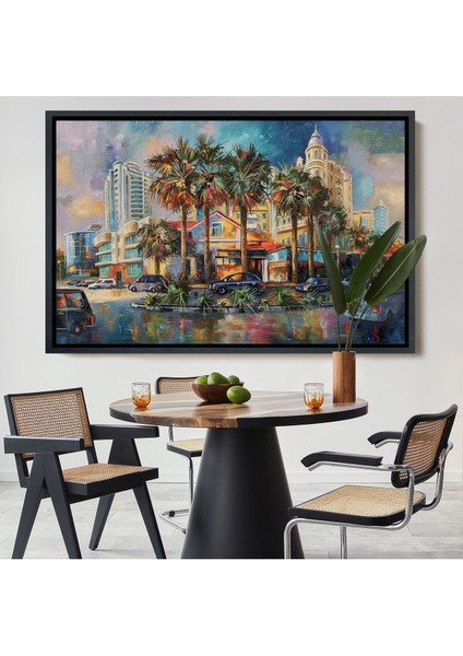 Kahverengi Çerçeveli Yağmurdan Sonra Sevilen Sochi Şehrinin Mimari Manzara Kanvas Duvar Tablosu