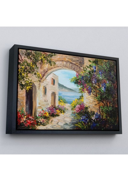 Çerçeveli Yaz Manzarası Yağlıboya Görünüm Dekoratif Kanvas Duvar TABLOSU-3476
