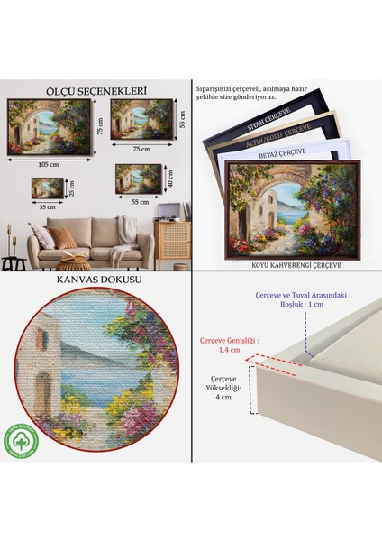 Çerçeveli Yaz Manzarası Yağlıboya Görünüm Dekoratif Kanvas Duvar TABLOSU-3476 indirimleri