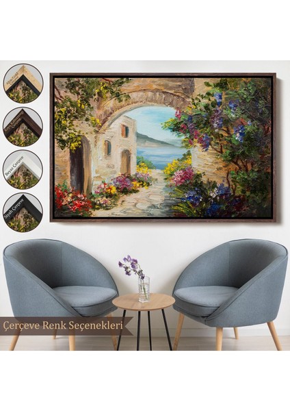 Çerçeveli Yaz Manzarası Yağlıboya Görünüm Dekoratif Kanvas Duvar TABLOSU-3476