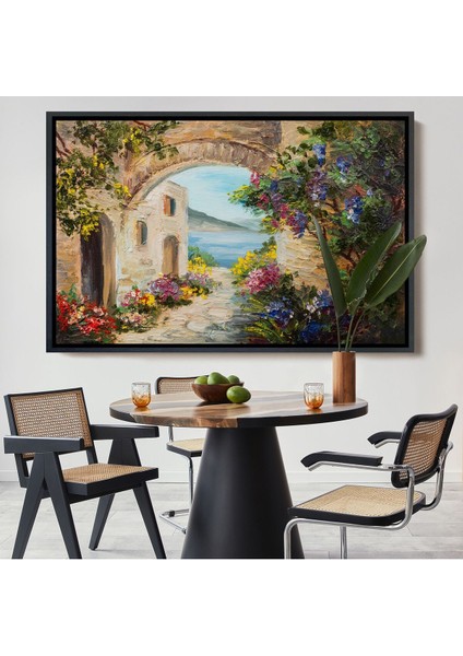 Çerçeveli Yaz Manzarası Yağlıboya Görünüm Dekoratif Kanvas Duvar TABLOSU-3476