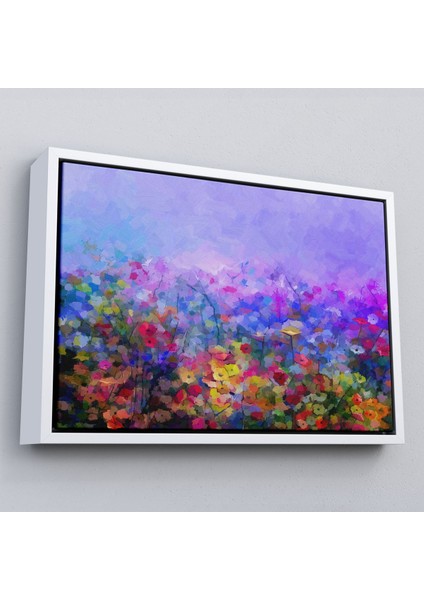 Çerçeveli Kır Çiçekleri Yağlıboya Görünüm Dekoratif Kanvas Duvar TABLOSU-3505