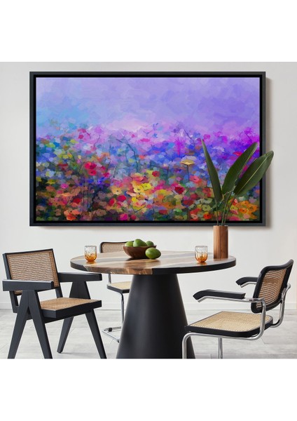 Çerçeveli Kır Çiçekleri Yağlıboya Görünüm Dekoratif Kanvas Duvar TABLOSU-3505