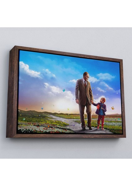 Çerçeveli Çocuk Bayramı Temalı Mustafa Kemal Atatürk ve Çocuklar Dekoratiftablo(Tek Parça)-84 fiyatları