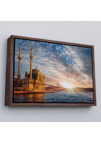 Çerçeveli Ortaköy Camii ve Boğaziçi Köprüsü Manzarası Dekoratif Kanvas TABLO-6504 fiyatları