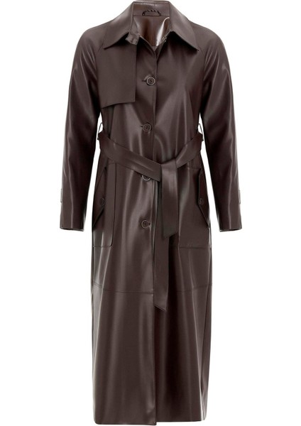 Gömlek Yaka Reglan Kol Pelerin ve Torba Cep Detaylı Deri Trençkot K. Kahve 6760 fiyatları