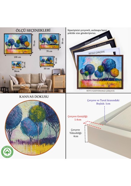 Altın Çerçeveli Bahçe Çiçeği Dekoratif Kanvas Duvar Tablosu indirimleri