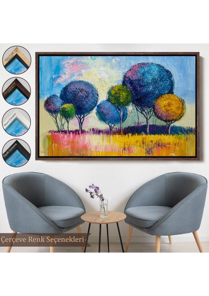 Altın Çerçeveli Bahçe Çiçeği Dekoratif Kanvas Duvar Tablosu