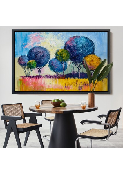 Altın Çerçeveli Bahçe Çiçeği Dekoratif Kanvas Duvar Tablosu