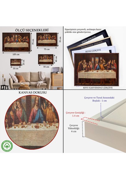 Çerçeveli Da Vinci'nin Son Akşam Yemeği Kanvas TABLO-5183 indirimleri