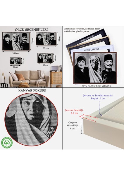 Çerçeveli Atatürk Portre Tablosu Mustafa Kemal Atatürk Dikdörtgen Dekoratif Kanvas TABLO-136 indirimleri