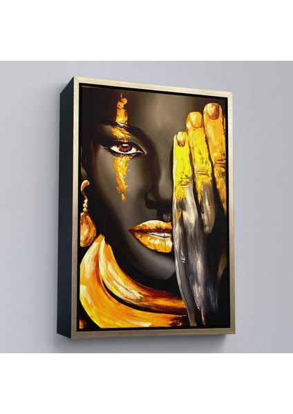 Beyaz Çerçeveli Siyah Kadın Baskılı Afrikalı Kadın Kanvas Duvar Tablosu modelleri