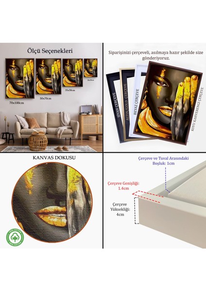 Beyaz Çerçeveli Siyah Kadın Baskılı Afrikalı Kadın Kanvas Duvar Tablosu indirimleri