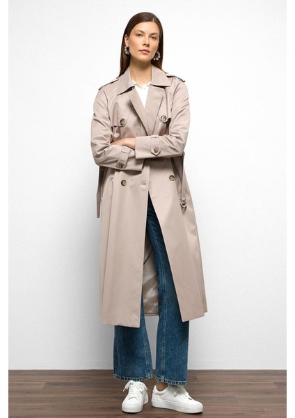 Apolet ve Pelerin Detaylı Reglan Kol Su Itici Özellikli Trençkot Taş 6766 fiyatları