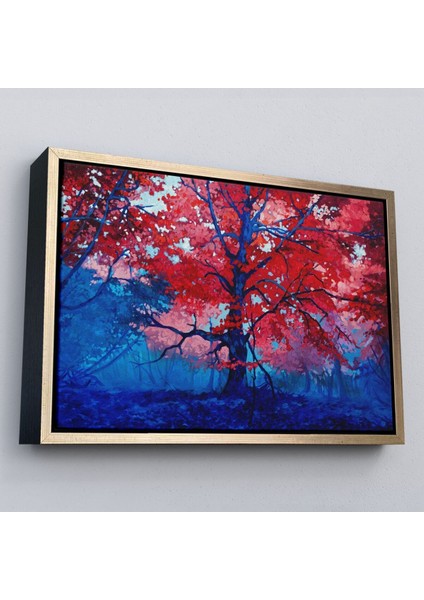 Çerçeveli Ormandaki Güzel Sonbahar Ağacı Kanvas Duvar TABLOSU-1192