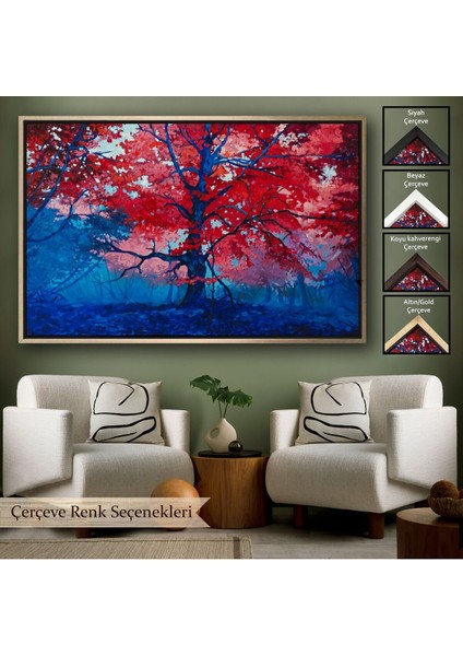 Çerçeveli Ormandaki Güzel Sonbahar Ağacı Kanvas Duvar TABLOSU-1192