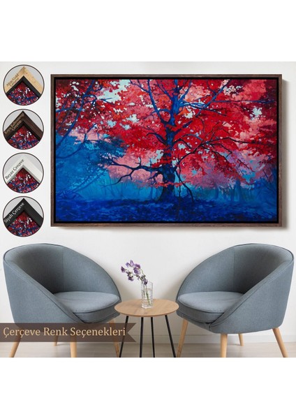 Çerçeveli Ormandaki Güzel Sonbahar Ağacı Kanvas Duvar TABLOSU-1192