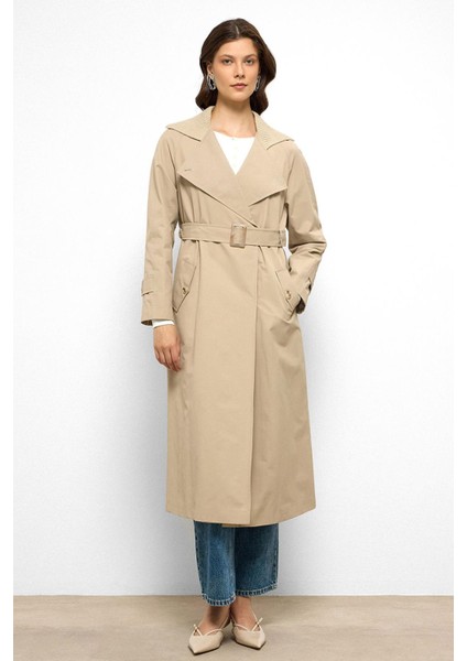 Ribana Yakalı Reglan Kol Su Itici Özellikli Trençkot Bej 6758 modelleri