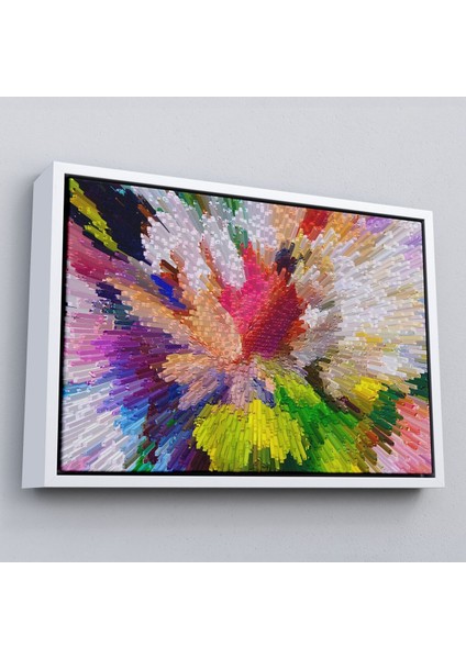 Siyah Çerçeveli Soyut Sanatsal Yağlıboya Görünüm Dekoratif Kanvas Duvar Tablosu