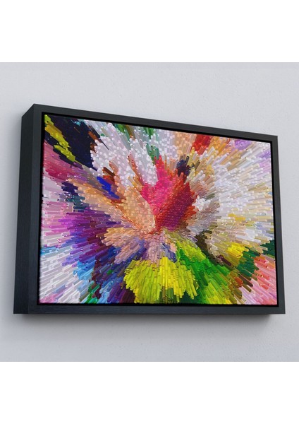 Siyah Çerçeveli Soyut Sanatsal Yağlıboya Görünüm Dekoratif Kanvas Duvar Tablosu fırsatları