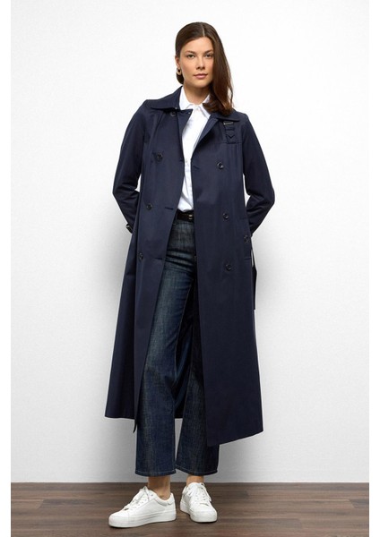 Kruvaze Gömlek Yaka Omuzu Kemer Aksesuarlı Su Itici Özellikli Trençkot Lacivert 6763 fiyatları