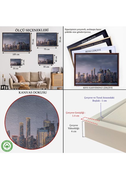 Çerçeveli Kanada Toronto Manzarası Kanvas TABLO-5080 indirimleri