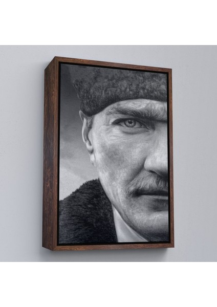 Siyah Çerçeveli Mustafa Kemal Atatürk Siyah Beyaz Tablosu modelleri