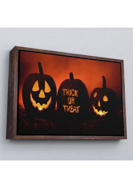 Çerçeveli Cadılar Bayramı Korkunç Kabak Kanvas Dekoratif Duvar TABLOSU-5201