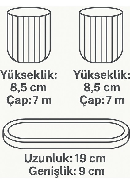 4 Parça El Yapımı Banyo & Makyaj Seti – Dekoratif Tepsili Organizer – Modern Minimalist Seramik Kutular