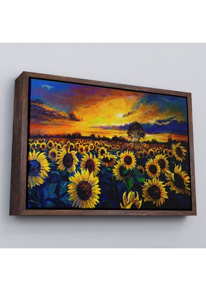 Çerçeveli Ayçiçeği Tarlası Yağlıboya Görünüm Dekoratif Kanvas Duvar TABLOSU-3751 fiyatları