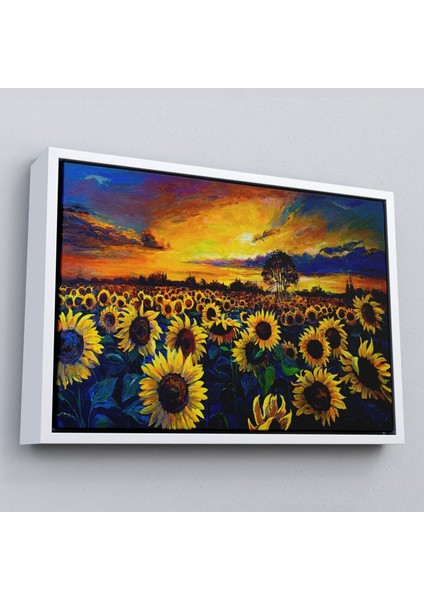 Çerçeveli Ayçiçeği Tarlası Yağlıboya Görünüm Dekoratif Kanvas Duvar TABLOSU-3751 fırsatları