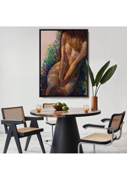 Siyah Çerçeveli Çıplak Kız Yağlıboya Güzellik Sanatı Banyo Duvarı Kanvas Tablo