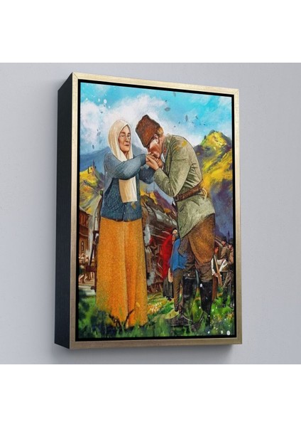 Çerçeveli Atatürk Annesi Zübeyde Hanımın Elini Öperken Duvar TABLOSU-6302 fiyatları
